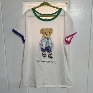 Polo Ralph Lauren Girls Short Sleeve T-Shirt Stylish Polo Bear Graphic  L-12/14
